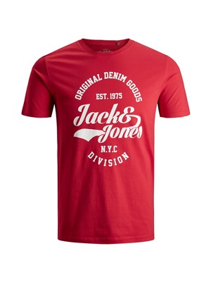 Jack Jones Erkek T-Shirt 12147844 Tango Red