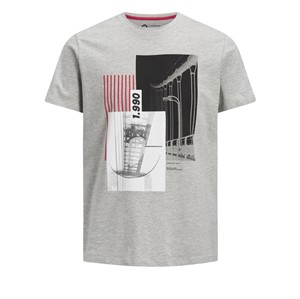 Jack Jones Erkek T-Shirt 12148561 Light Grey Melange