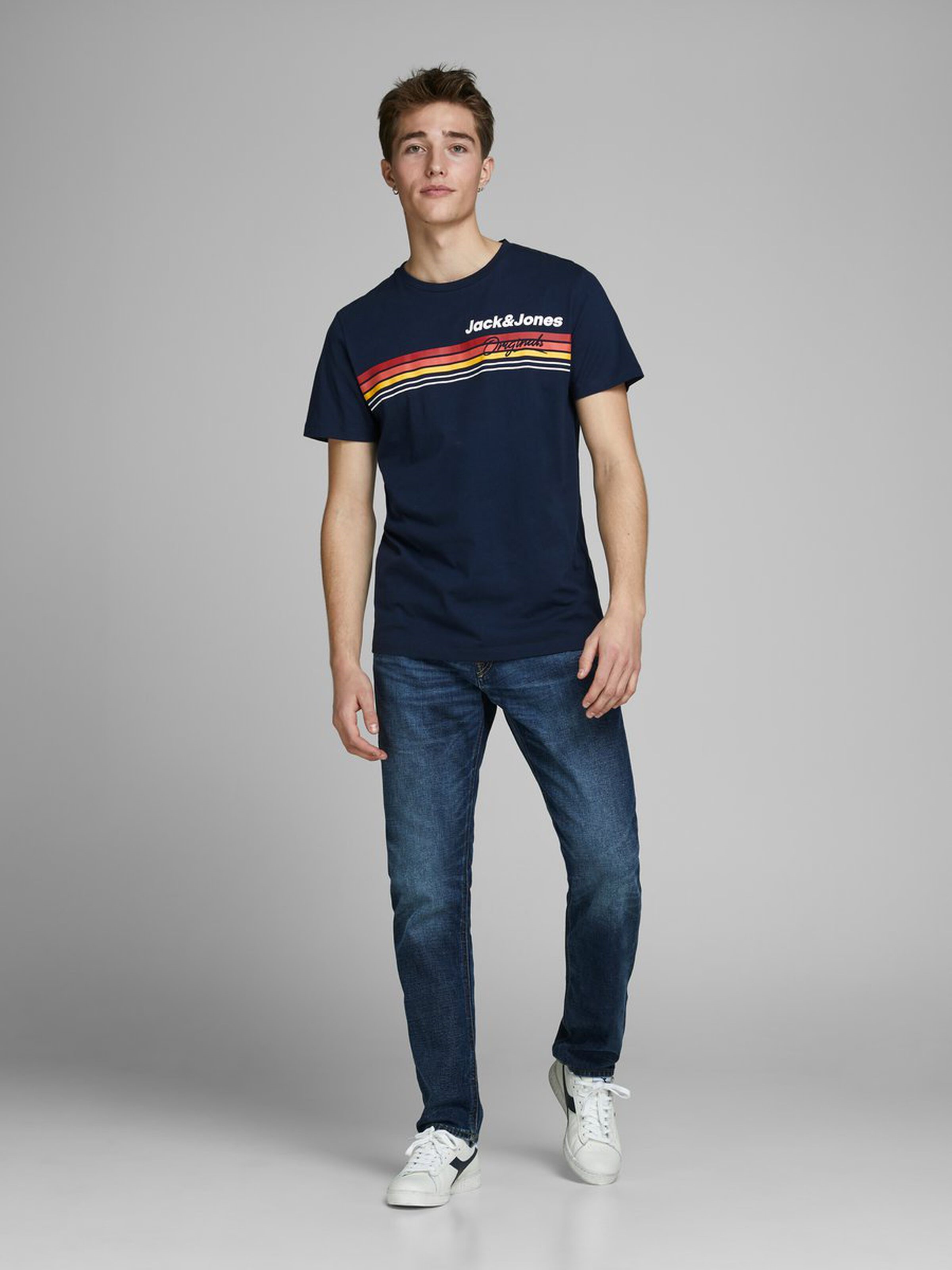 Jack Jones Erkek T-Shirt 12168083 Navy Blazer