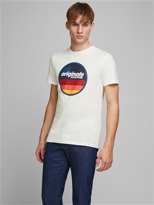 Jack Jones Erkek T-Shirt 12168083 Cloud Dancer