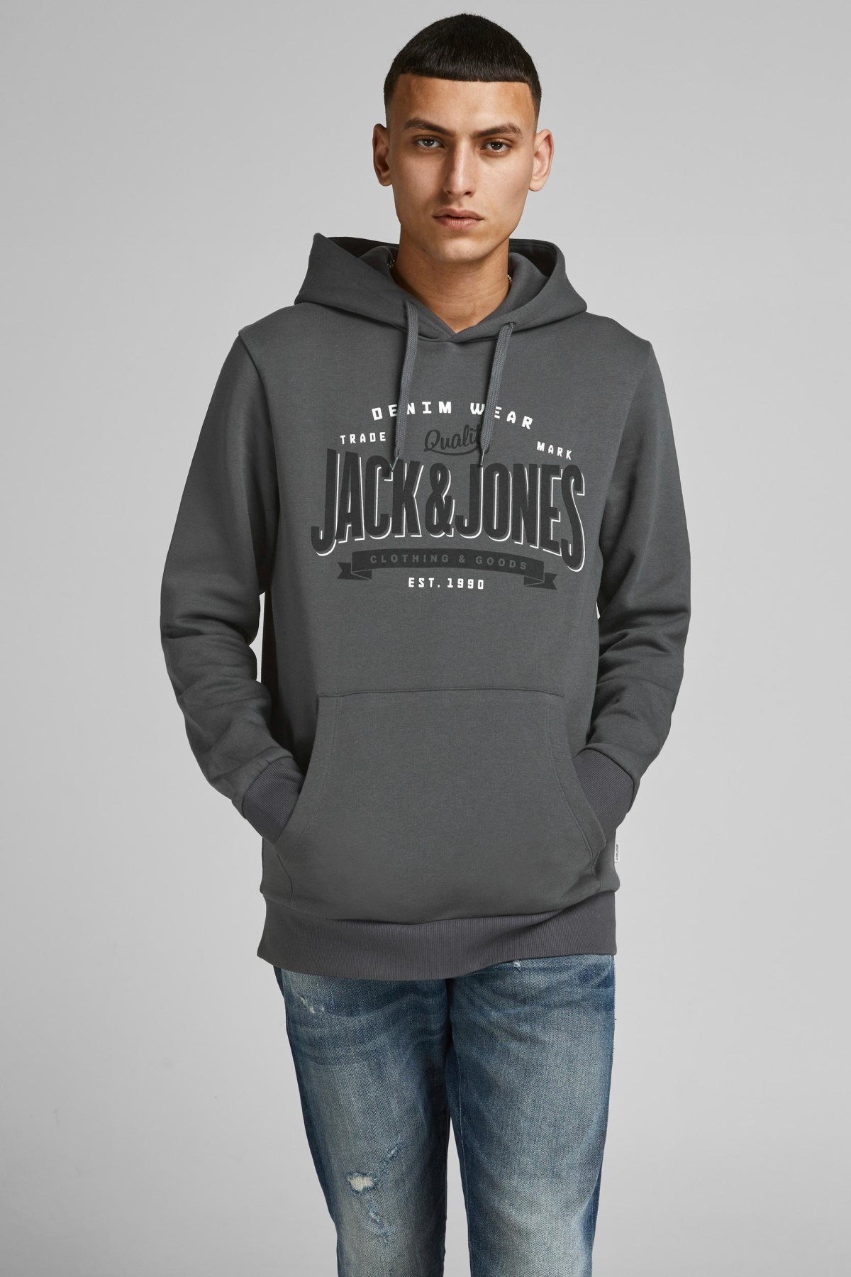 Jack Jones Erkek S-Shirt 12189736 Asphalt