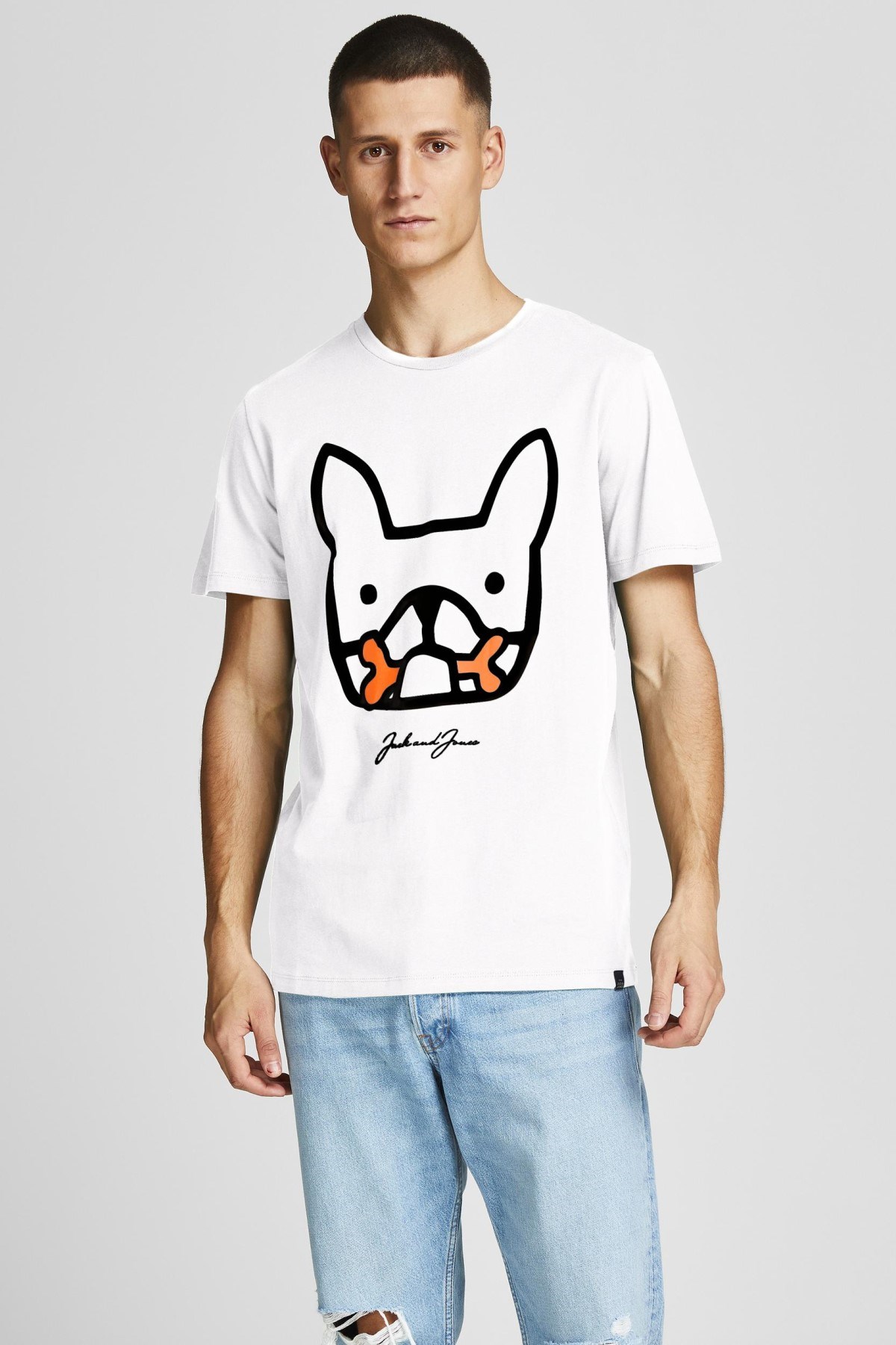 Jack Jones Erkek T-Shirt 12207693 Bright White