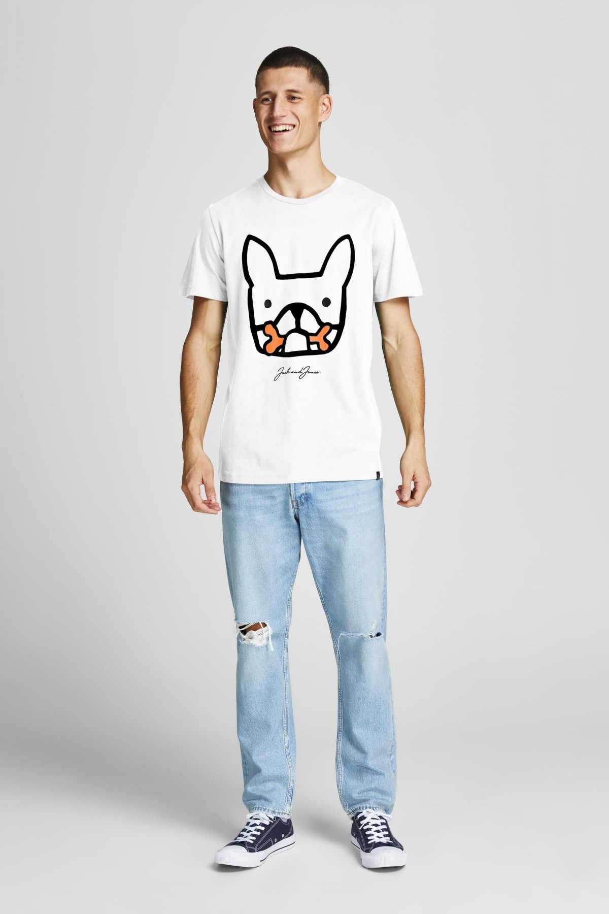 Jack Jones Erkek T-Shirt 12207693 Bright White