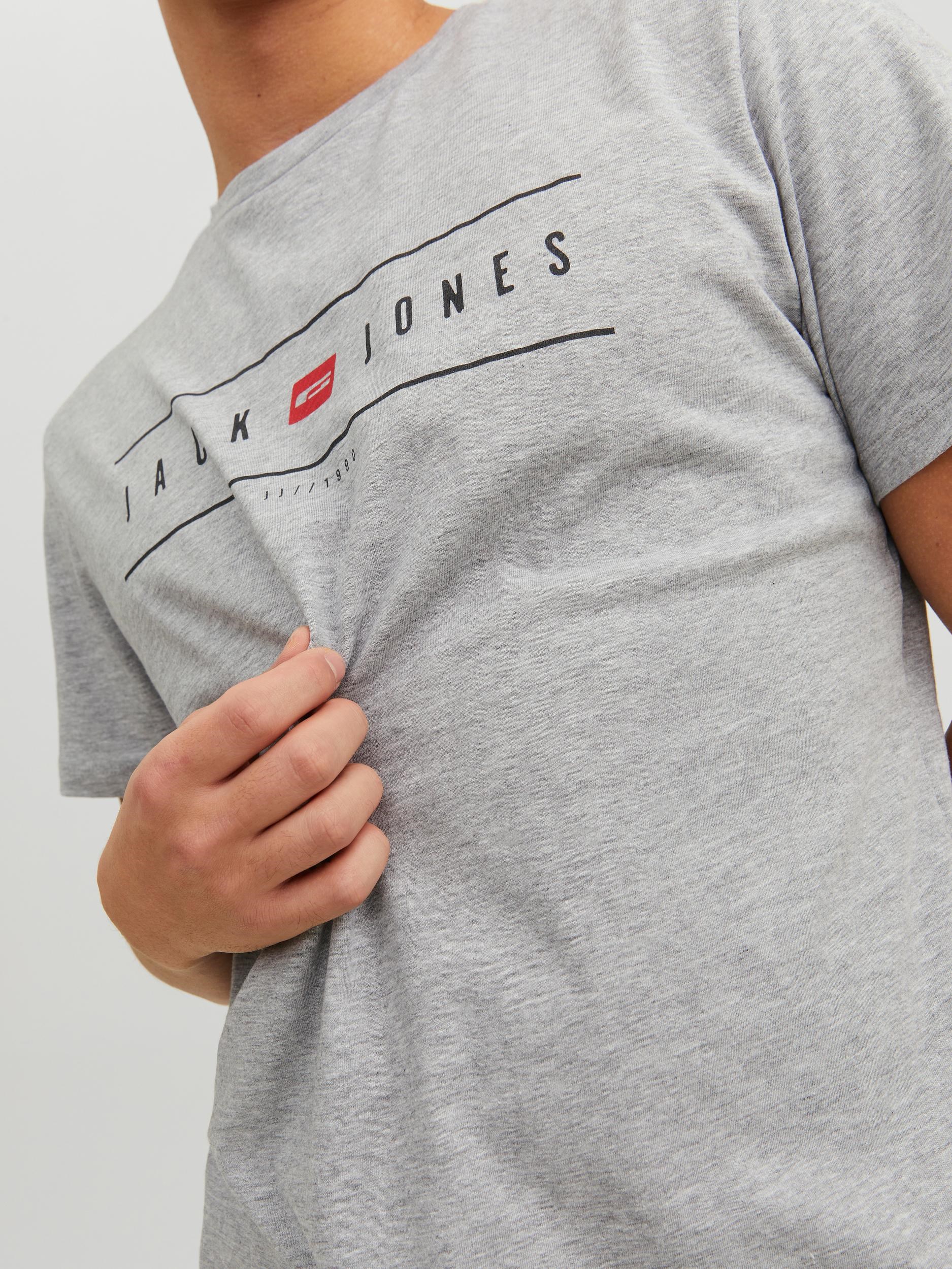 Jack Jones Erkek T-Shirt 12221011 Light Grey Melange