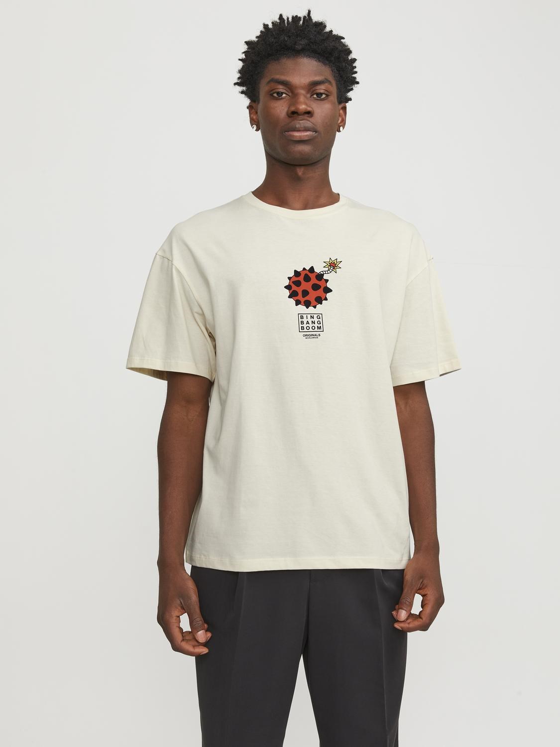 Jack Jones Erkek T-Shirt 12254169 Buttercream