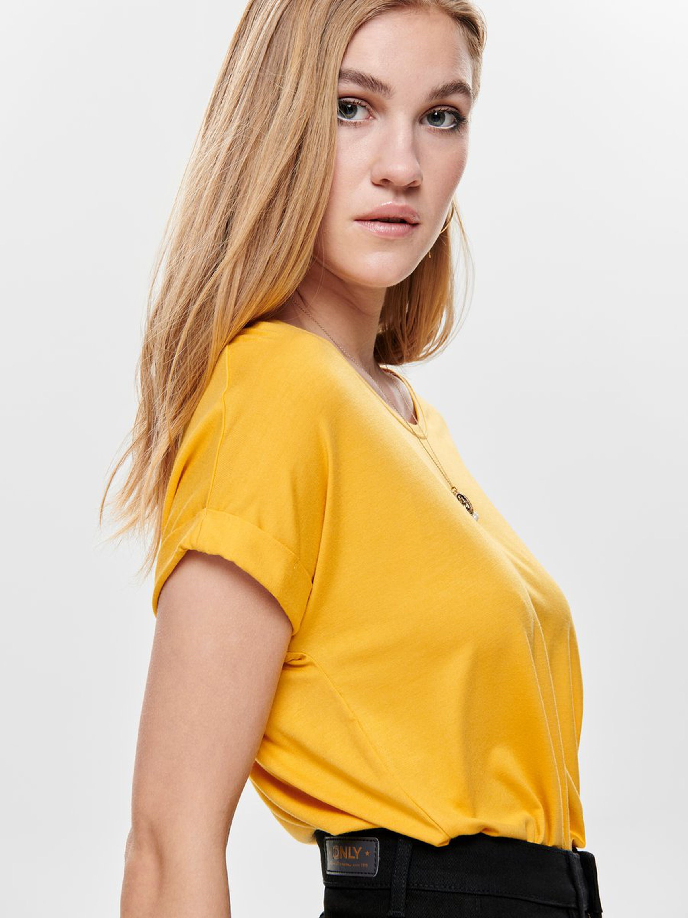 Only Kadın T-Shirt 15106662 Yolk Yellow