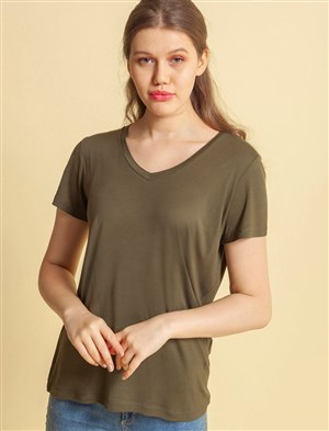 Fashion Friends Kadın T-Shirt 20Y0050B1 Haki / Khaki