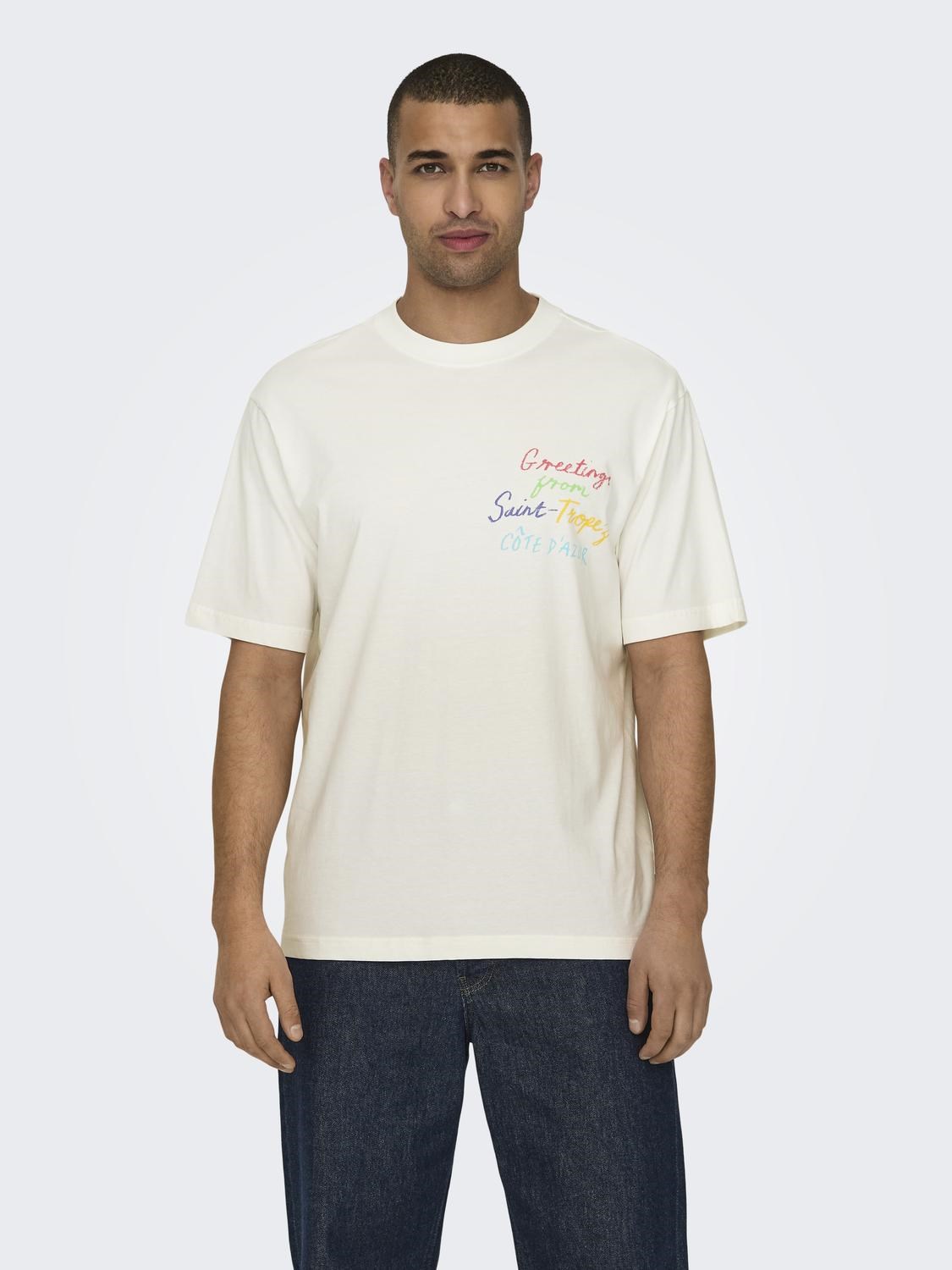 Only & Sons Erkek T-Shirt 22029468 Cloud Dancer