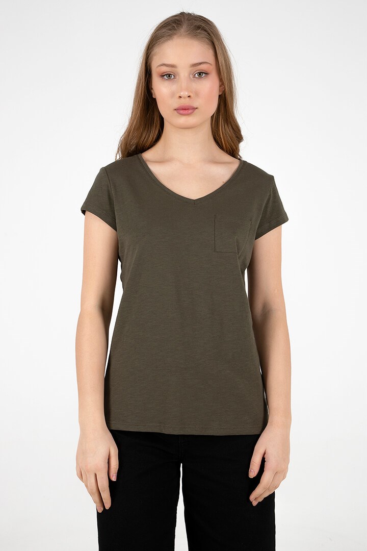 Fashion Friends Kadın T-Shirt 22Y0147K1 Haki / Khaki