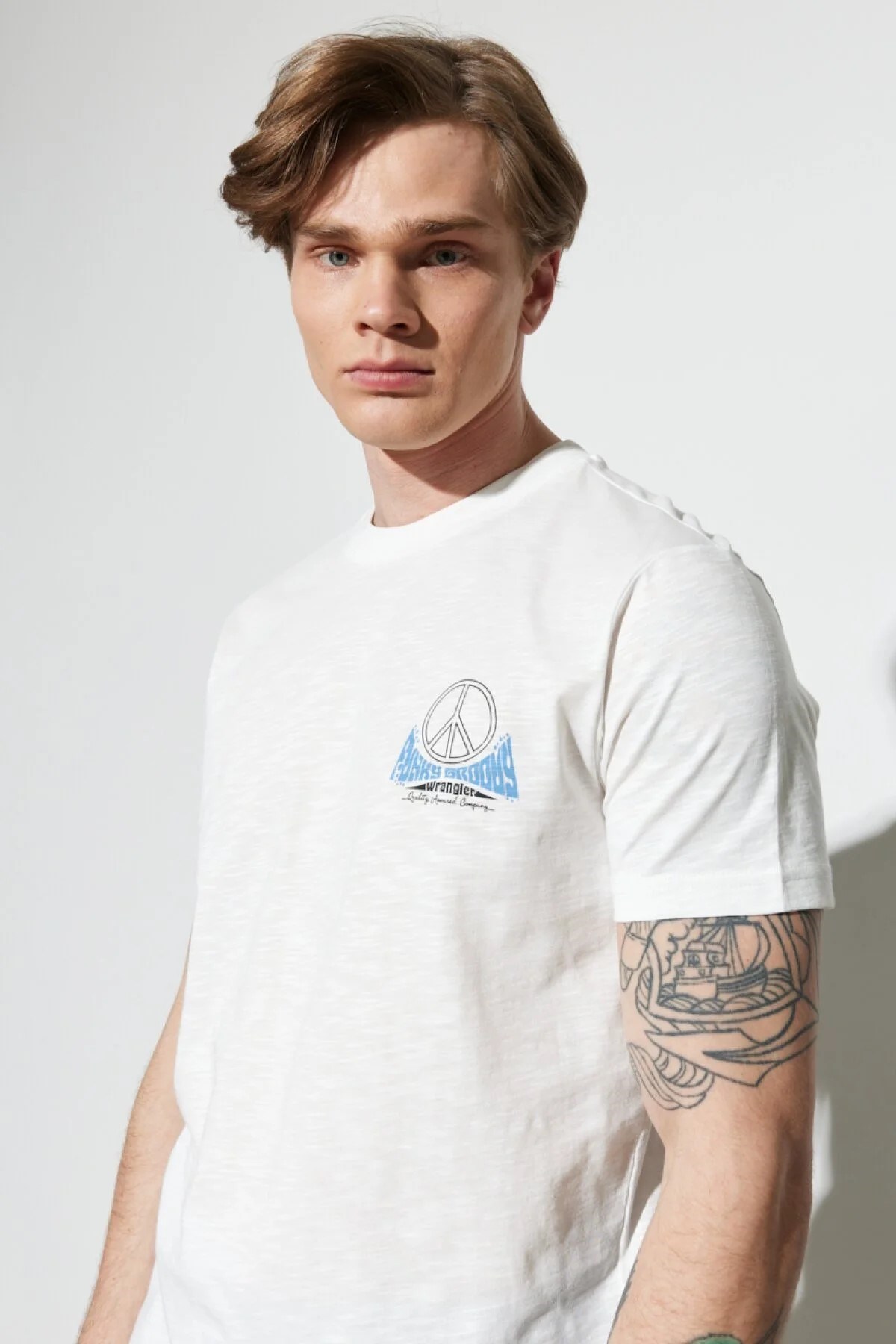 Wrangler Erkek T-Shirt W231241102 Off White